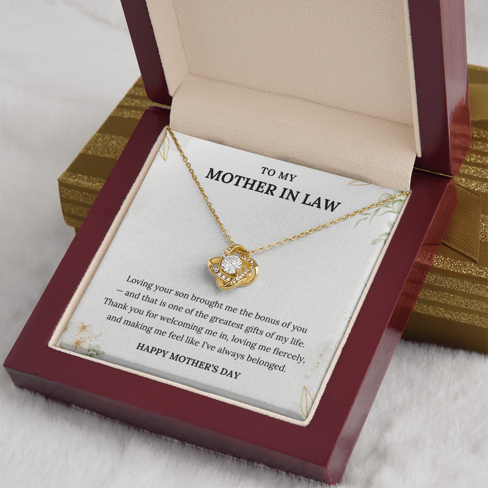 Infinity Necklace for Mother-in-Law With Heartfelt Card