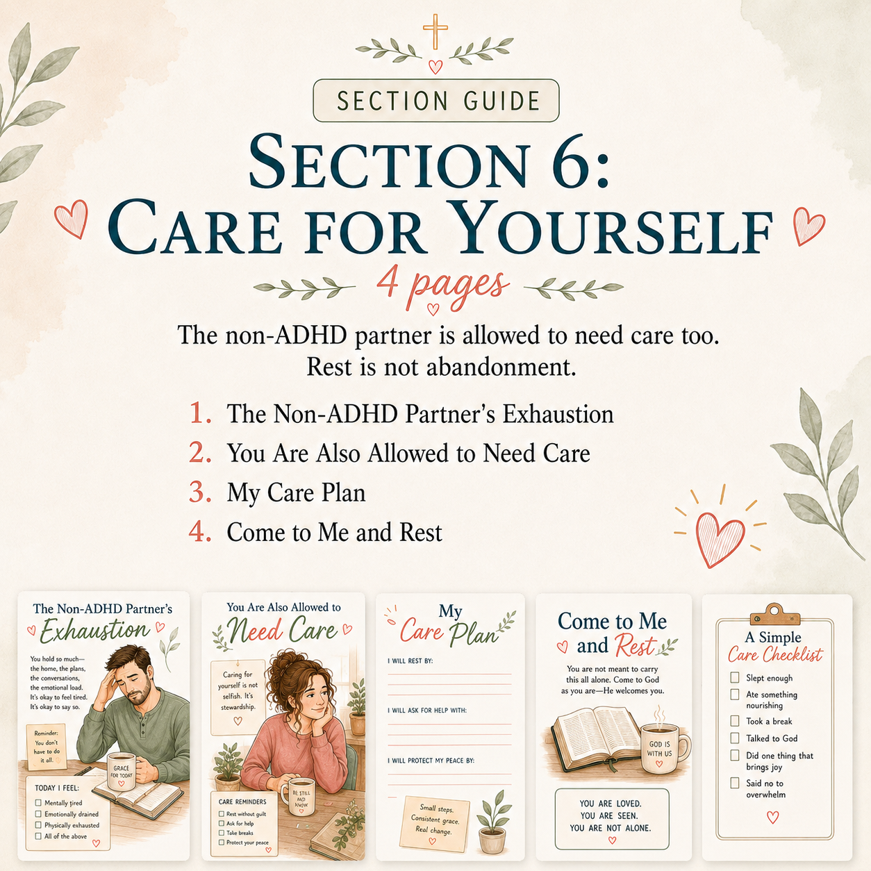 ADHD Marriage Workbook for the Non-ADHD Partner, Christian Couples PDF, 60 Page Printable Faith Based Relationship Guide, Loving With Grace
