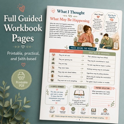 ADHD Marriage Workbook for the Non-ADHD Partner, Christian Couples PDF, 60 Page Printable Faith Based Relationship Guide, Loving With Grace