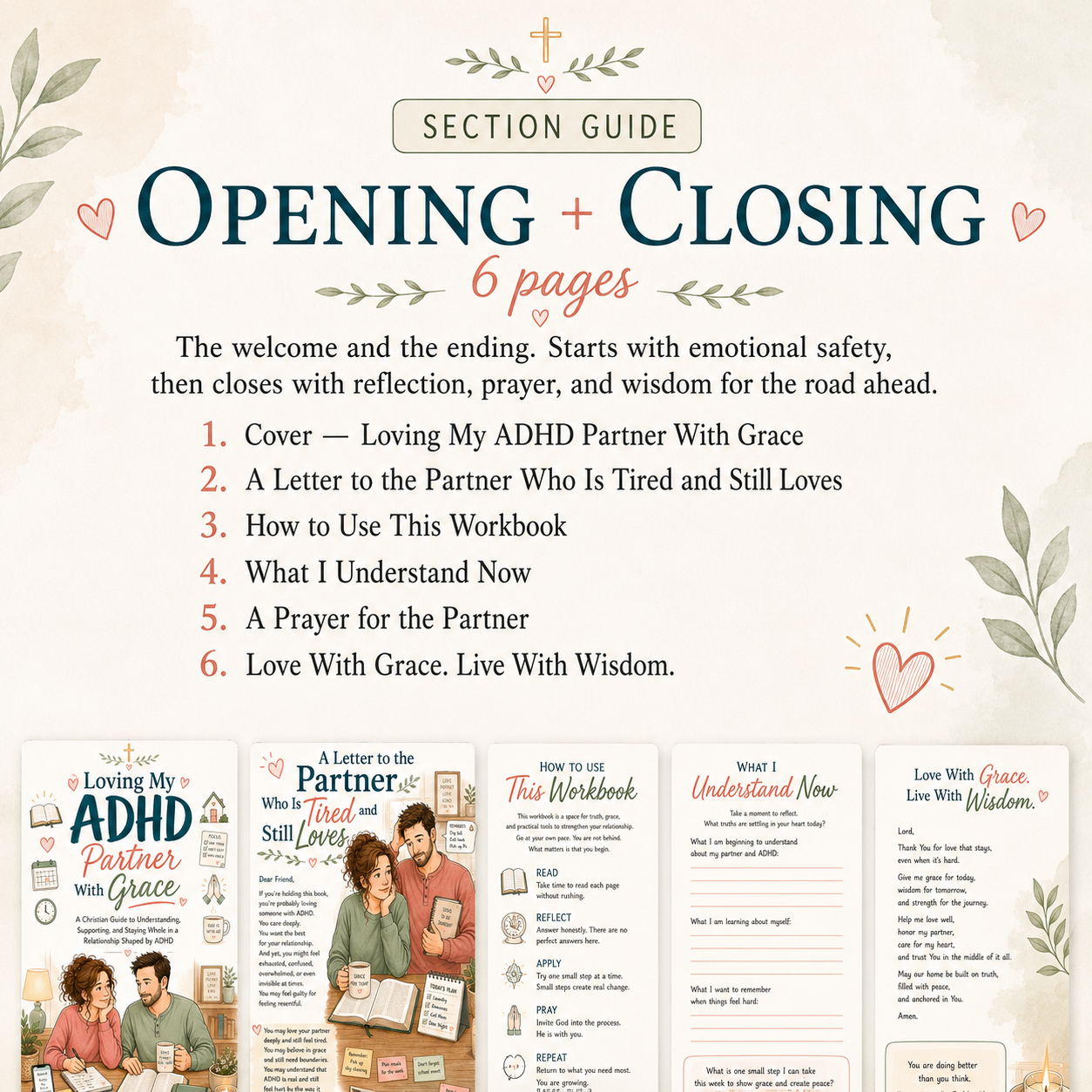 ADHD Marriage Workbook for the Non-ADHD Partner, Christian Couples PDF, 60 Page Printable Faith Based Relationship Guide, Loving With Grace