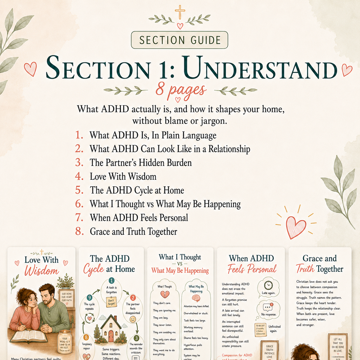 ADHD Marriage Workbook for the Non-ADHD Partner, Christian Couples PDF, 60 Page Printable Faith Based Relationship Guide, Loving With Grace