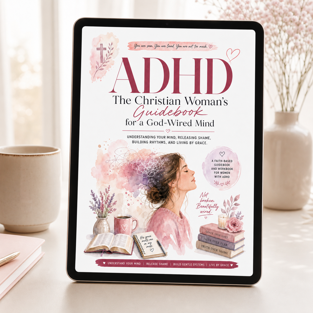 Digital edition of ADHD: The Christian Woman’s Guidebook for a God-Wired Mind displayed on a tablet