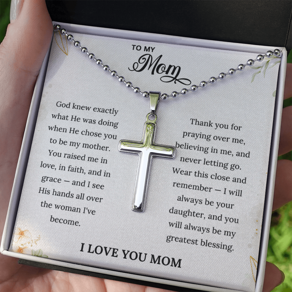 Artisan Cross Necklace for Mom | Christian Mother's Day Gift Set With Heartfelt Card