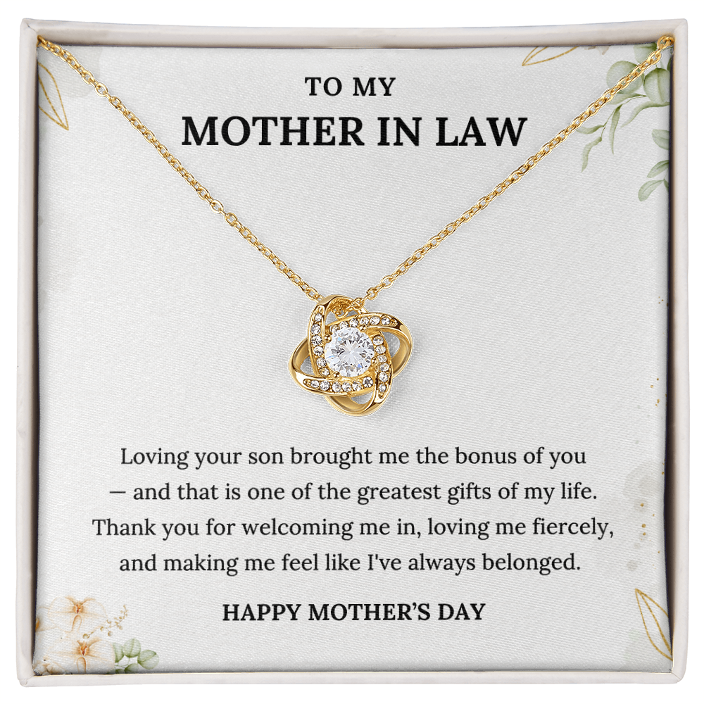 Infinity Necklace for Mother-in-Law With Heartfelt Card