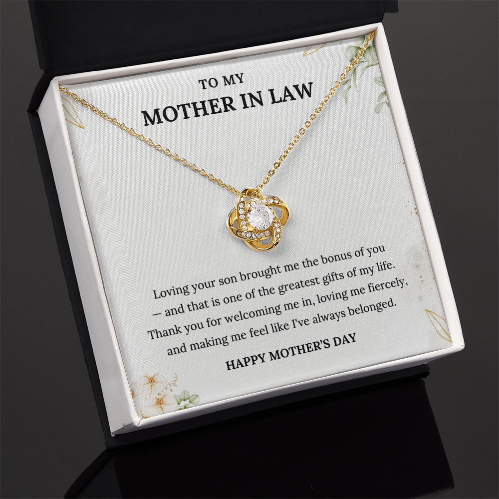 Infinity Necklace for Mother-in-Law With Heartfelt Card