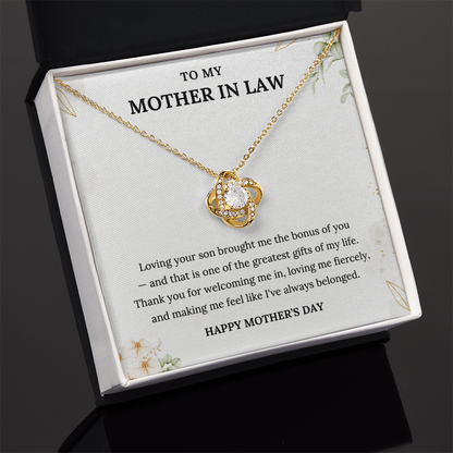 Infinity Necklace for Mother-in-Law With Heartfelt Card