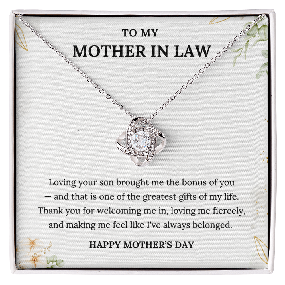 Infinity Necklace for Mother-in-Law With Heartfelt Card