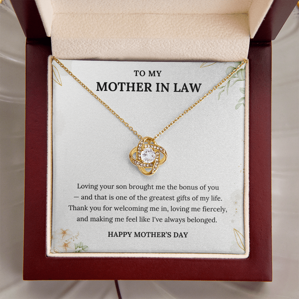 Infinity Necklace for Mother-in-Law With Heartfelt Card