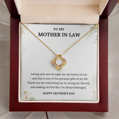 Infinity Necklace for Mother-in-Law With Heartfelt Card