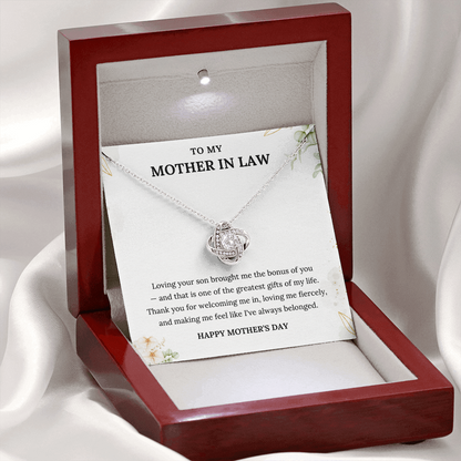 Infinity Necklace for Mother-in-Law With Heartfelt Card