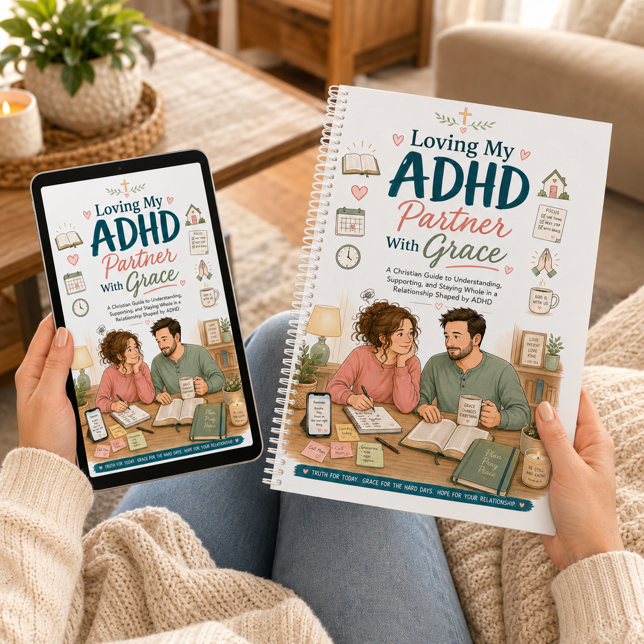 ADHD Marriage Workbook for the Non-ADHD Partner, Christian Couples PDF, 60 Page Printable Faith Based Relationship Guide, Loving With Grace